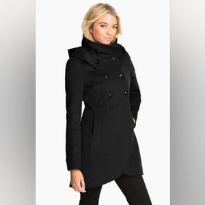 Wool Coat by Soia & Kyo Bergi hood pockets double breasted XS